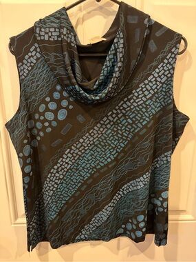 Vintage Y2K Notations Abstract Cowl Neck Top XL